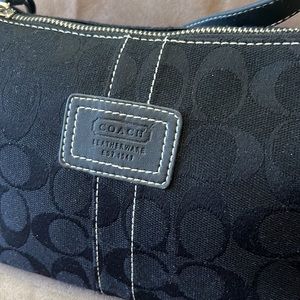 Signature Coach Bag, 6H x 11W Black, Leather & jacquard